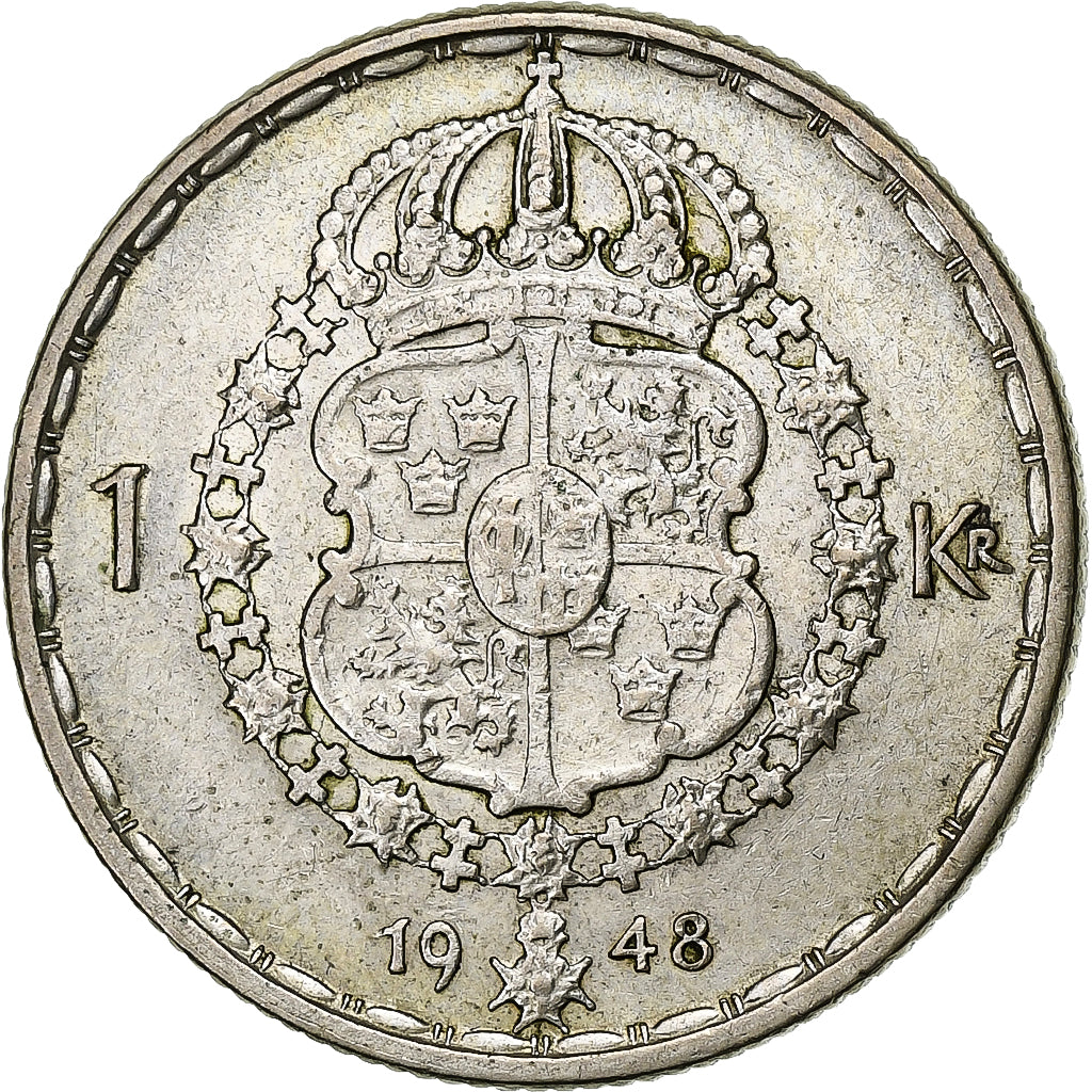 Sweden, Gustaf V, Krona, 1948, Silver, EF(40-45), KM:814