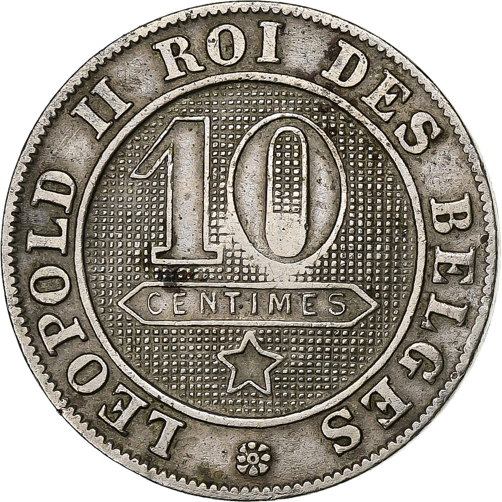 Bélgica, Leopold II, 10 Centimes, 1894, Cobre-níquel, VF(30-35), KM:42