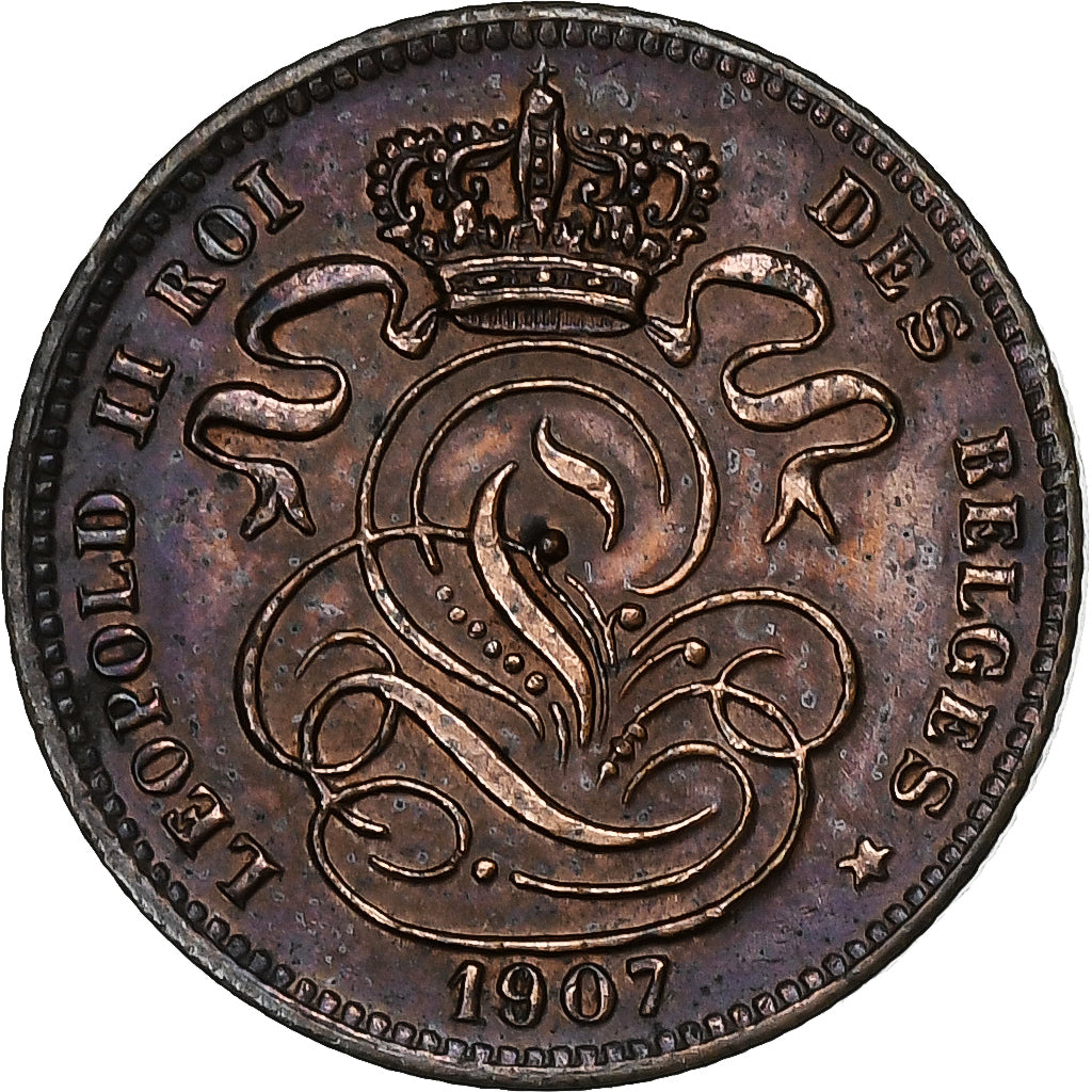 Belgien, Leopold II, Centime, 1907, Kupfer, VZ, KM:33.1