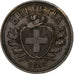 Suiza, 2 Rappen, 1893, Bern, Bronce, MBC, KM:4.2