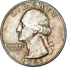 Vereinigte Staaten, Quarter, Washington Quarter, 1961, U.S. Mint, Silber, SS+