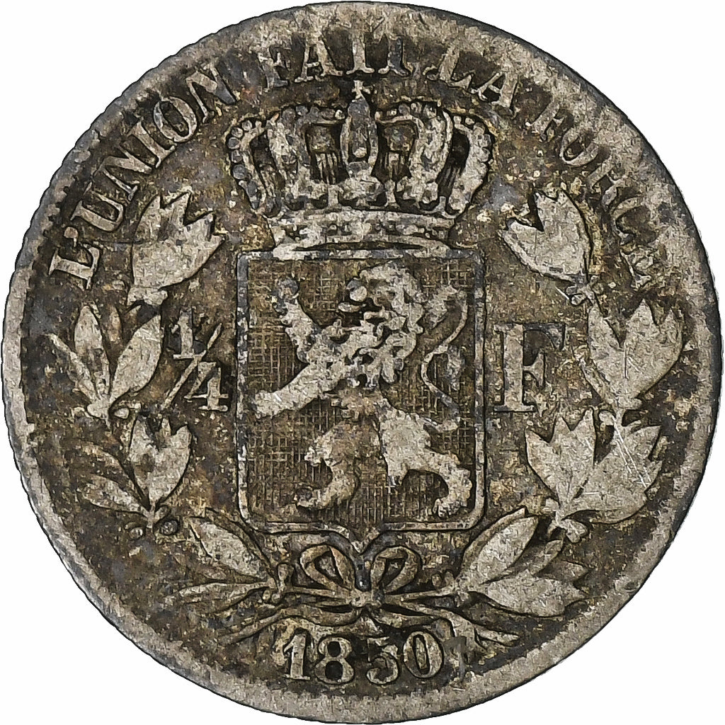 Belgium, Leopold I, 1/4 Franc, 1850, Brussels, Silver, VF(20-25), KM:14