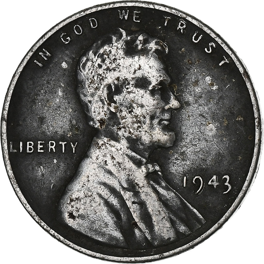 Stati Uniti, Cent, Lincoln, 1943, Philadelphia, Acciaio ricoperto in zinco, MB+