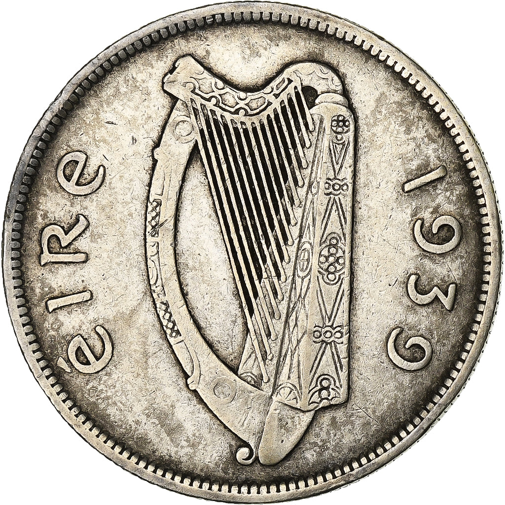IRELAND REPUBLIC, 1/2 Crown, 1939, Silber, SS, KM:16