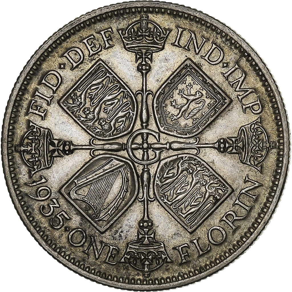 Great Britain, George V, Florin, Two Shillings, 1935, Silver, AU(55-58), KM:834