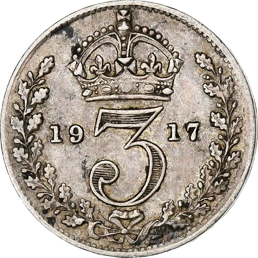 Great Britain, George V, 3 Pence, 1917, Silver, EF(40-45), KM:813