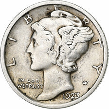 United States, Dime, Mercury Dime, 1923, U.S. Mint, Silver, EF(40-45), KM:140