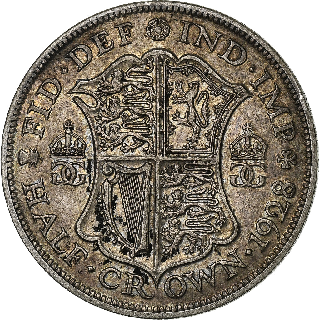 Great Britain, George V, 1/2 Crown, 1928, Silver, EF(40-45), KM:835