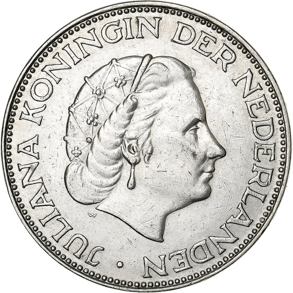 Netherlands, Juliana, 2-1/2 Gulden, 1960, Silver, EF(40-45), KM:185