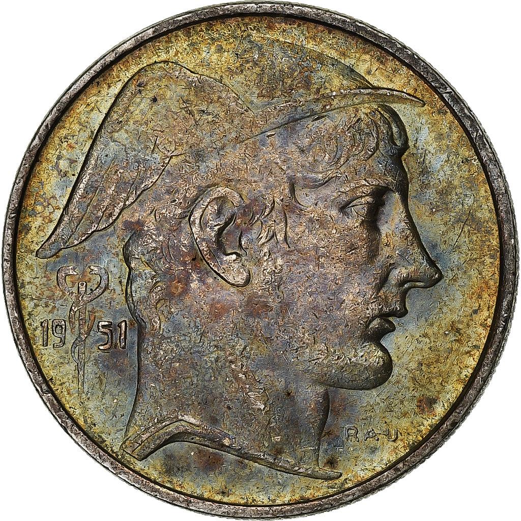 Belgium, 20 Francs, 20 Frank, 1951, Silver, EF(40-45), KM:141.1