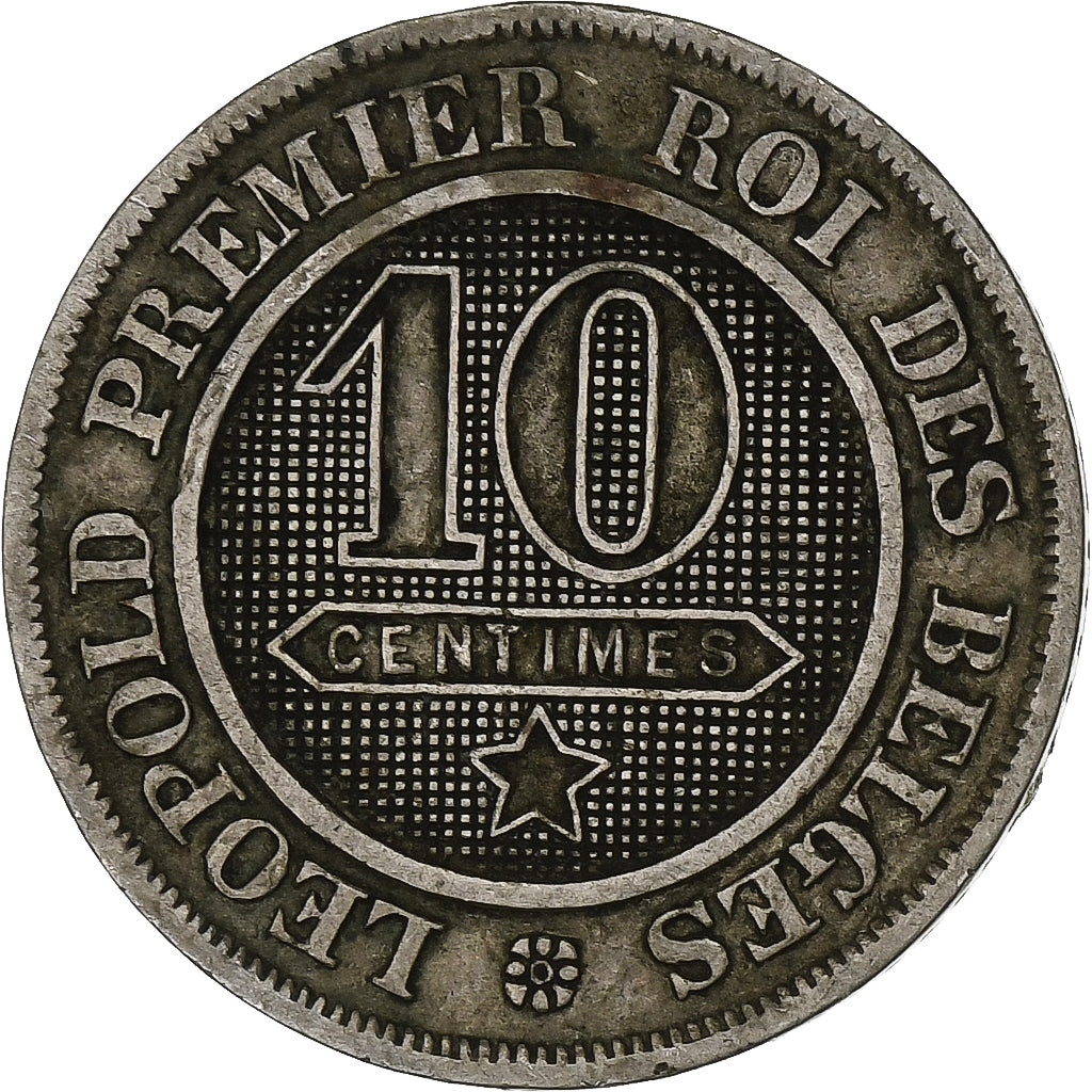 Belgia, Leopold I, 10 Centimes, 1861, Miedź-Nikiel, EF(40-45), KM:22