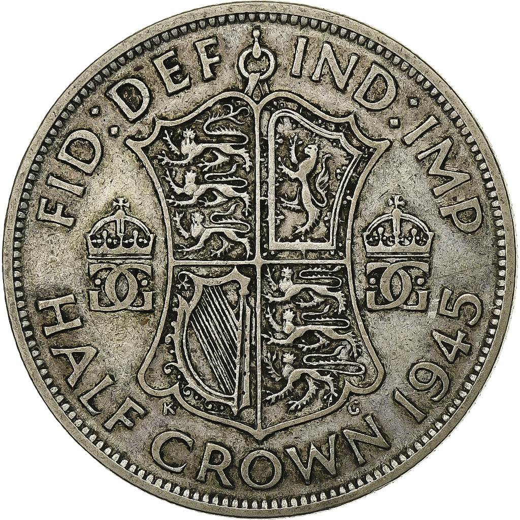 Grã-Bretanha, George VI, 1/2 Crown, 1945, Prata, EF(40-45), KM:856