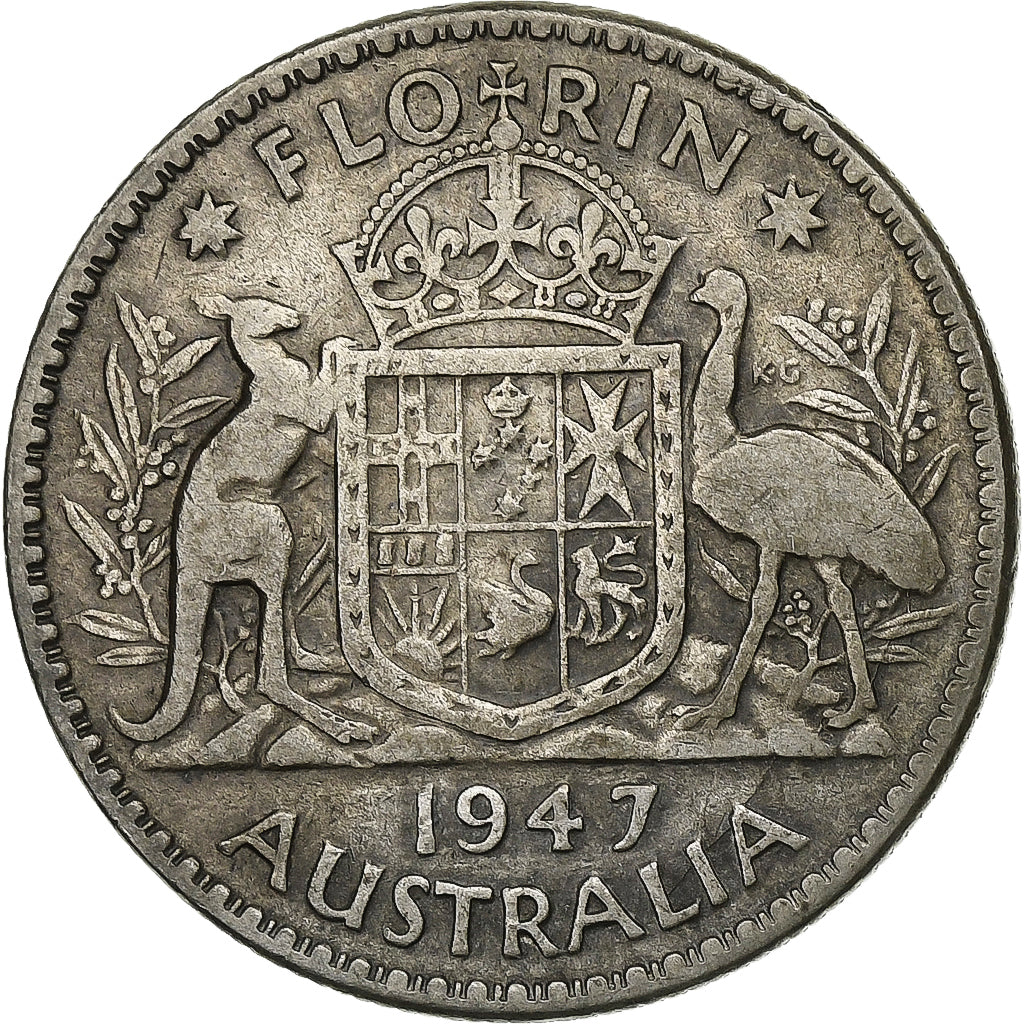 Australië, George VI, Florin, 1947, Melbourne, Zilver, FR+, KM:40a