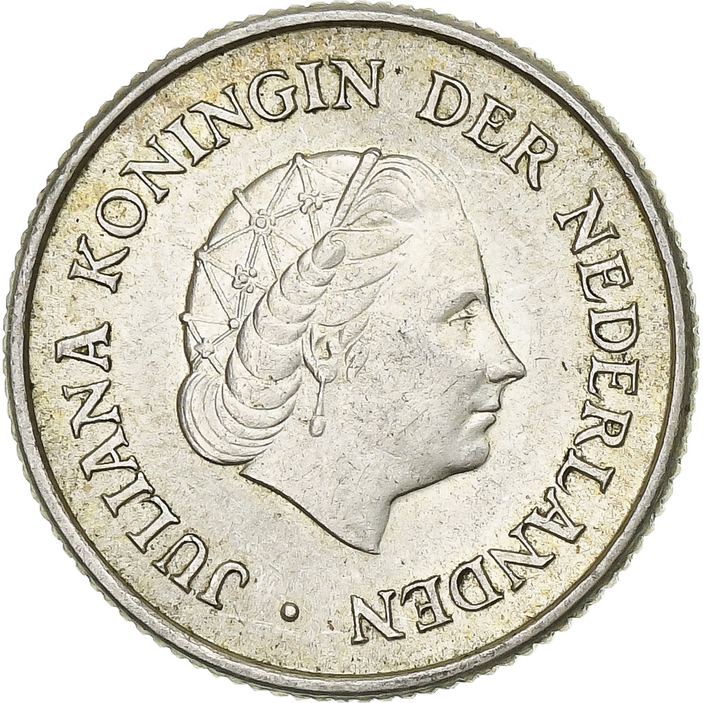 Netherlands Antilles, Juliana, 1/4 Gulden, 1963, Silver, AU(55-58), KM:4