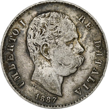 Italy, Umberto I, Lira, 1887, Milan, Silver, VF(30-35), KM:24.2