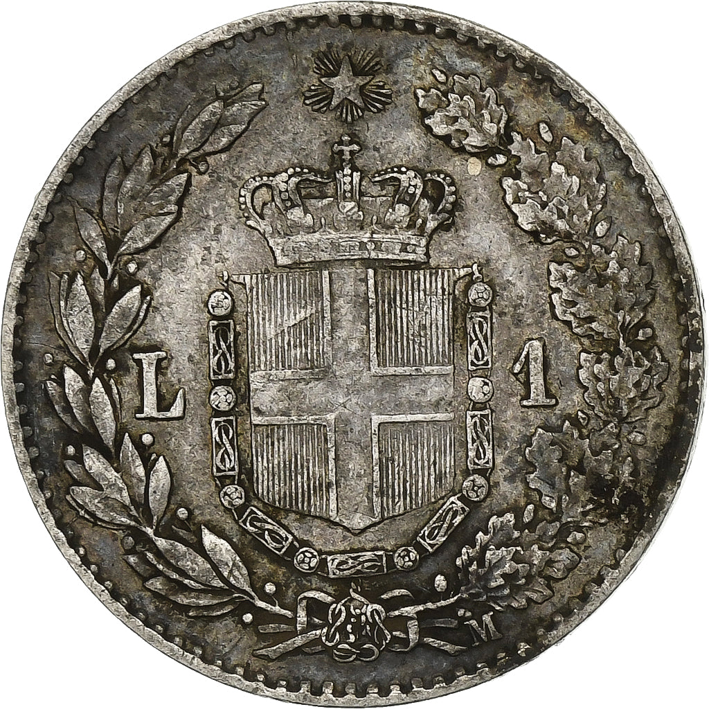 Włochy, Umberto I, Lira, 1887, Milan, Srebro, VF(30-35), KM:24.2