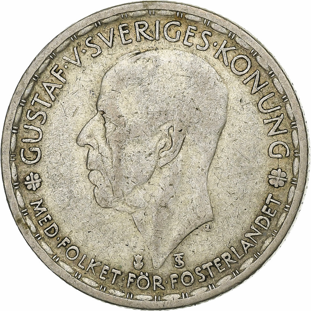 Suécia, Gustaf V, Krona, 1946, Prata, EF(40-45), KM:814