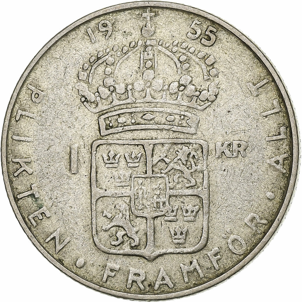 Suécia, Gustaf VI, Krona, 1955, Prata, EF(40-45), KM:826