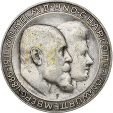German States, WURTTEMBERG, Wilhelm II, 3 Mark, 1911, Freudenstadt, Silver