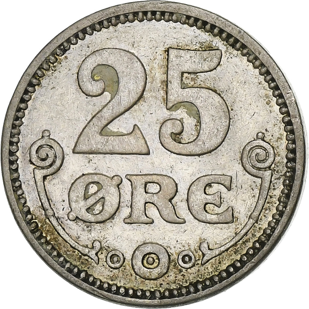 Denmark, Christian X, 25 Öre, 1916, Copenhagen, Silver, VF(30-35), KM:815.1