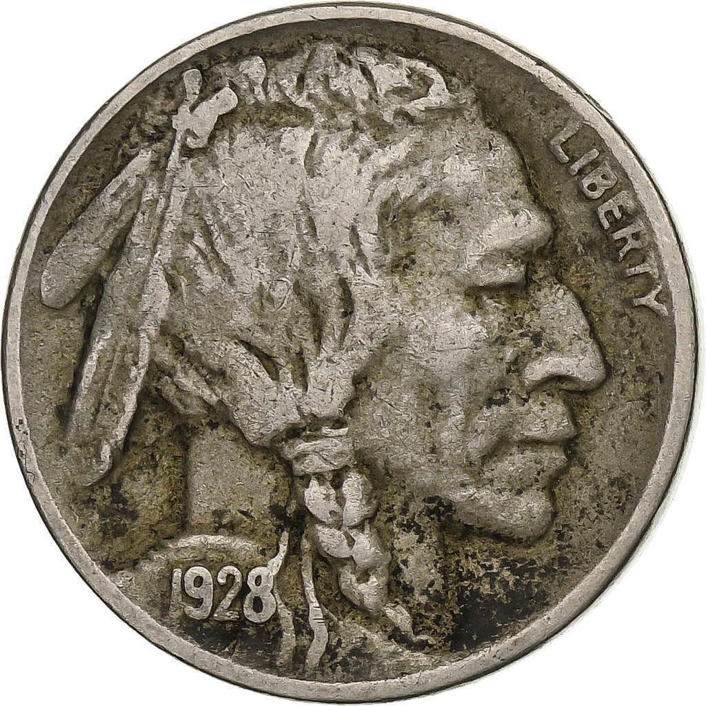 USA, 5 Cents, Buffalo Nickel, 1928, Denver, Miedź-Nikiel, VF(30-35), KM:134