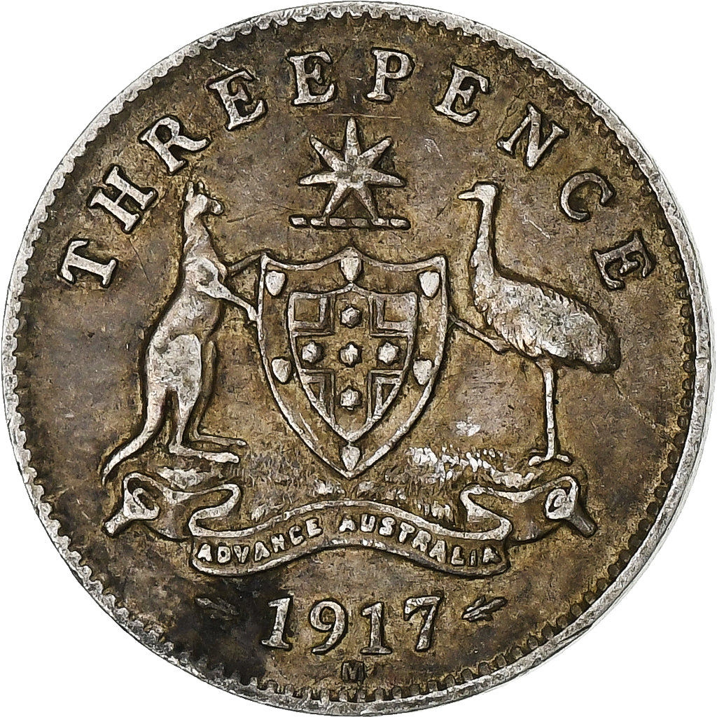 Australia, George V, Threepence, 1917, Melbourne, Argento, MB+, KM:24