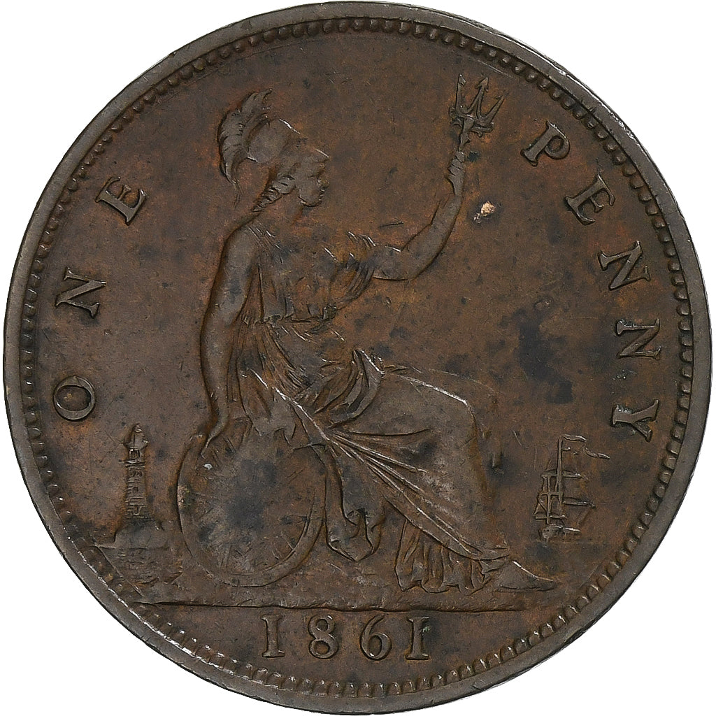 Great Britain, Victoria, Penny, 1861, Bronze, VF(30-35), KM:749.2