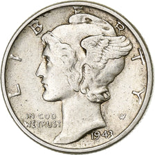 United States, Dime, Mercury Dime, 1943, U.S. Mint, Silver, AU(50-53), KM:140