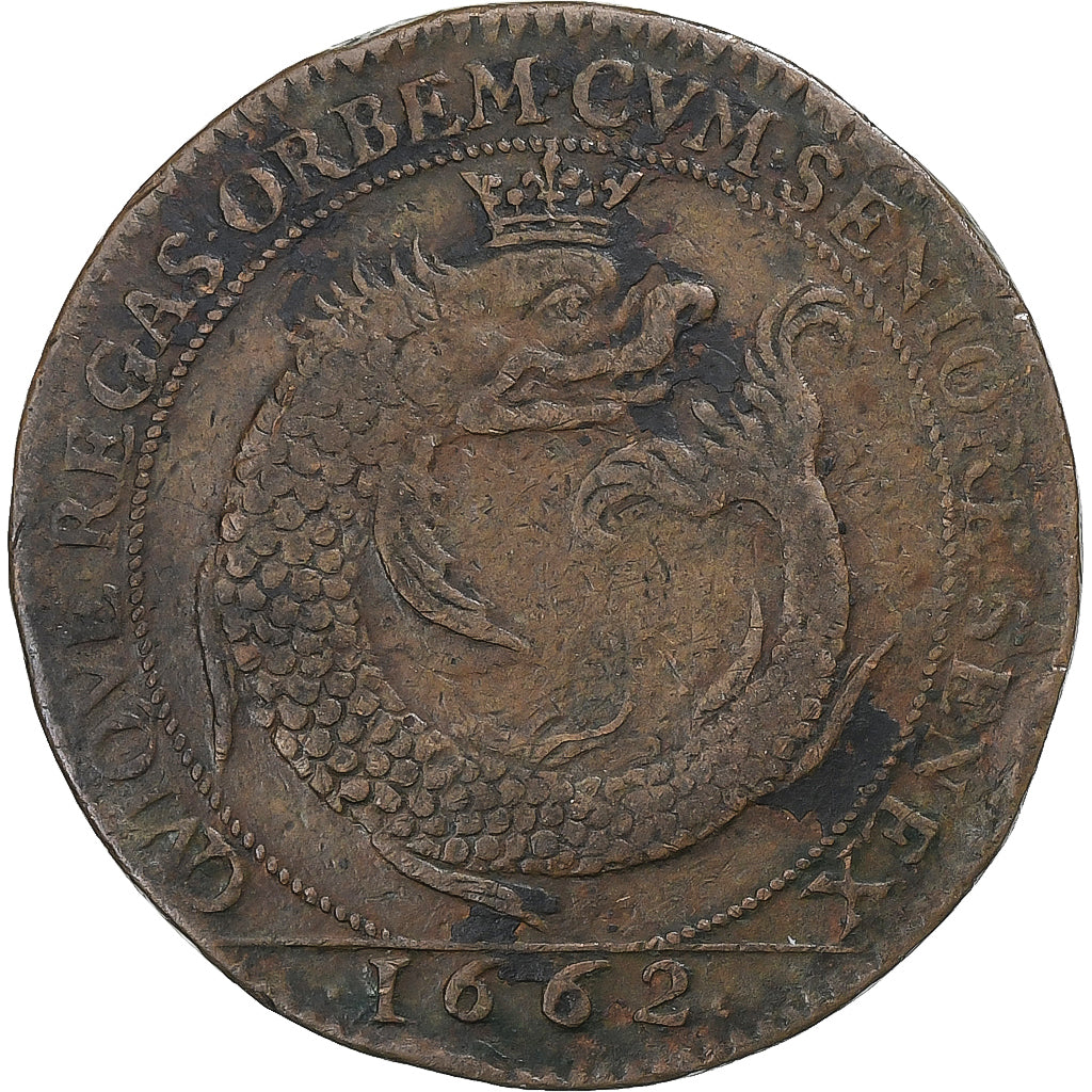 France, Token, Louis XIV, 1662, Bronze, VF(30-35), Feuardent:11165