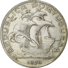Portugal, 10 Escudos, 1954, Silver, EF(40-45), KM:586