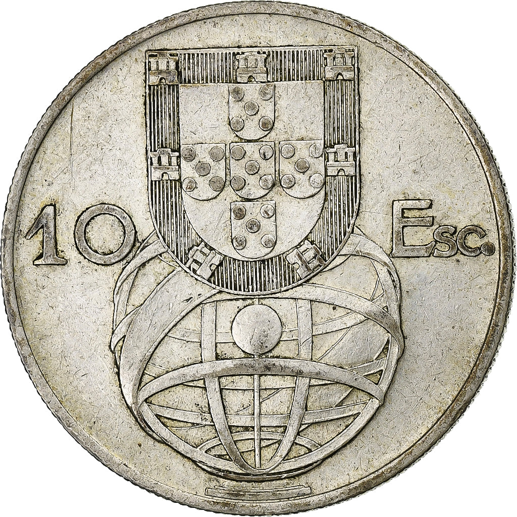 Portugal, 10 Escudos, 1954, Silver, EF(40-45), KM:586