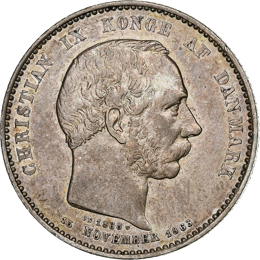 Danemark, Christian IX, 2 Kroner, 1888, Copenhagen, Argent, TTB+, KM:799