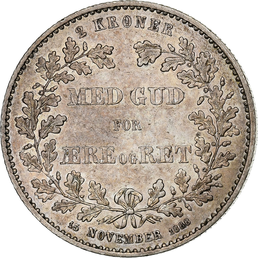 Danemark, Christian IX, 2 Kroner, 1888, Copenhagen, Argent, TTB+, KM:799