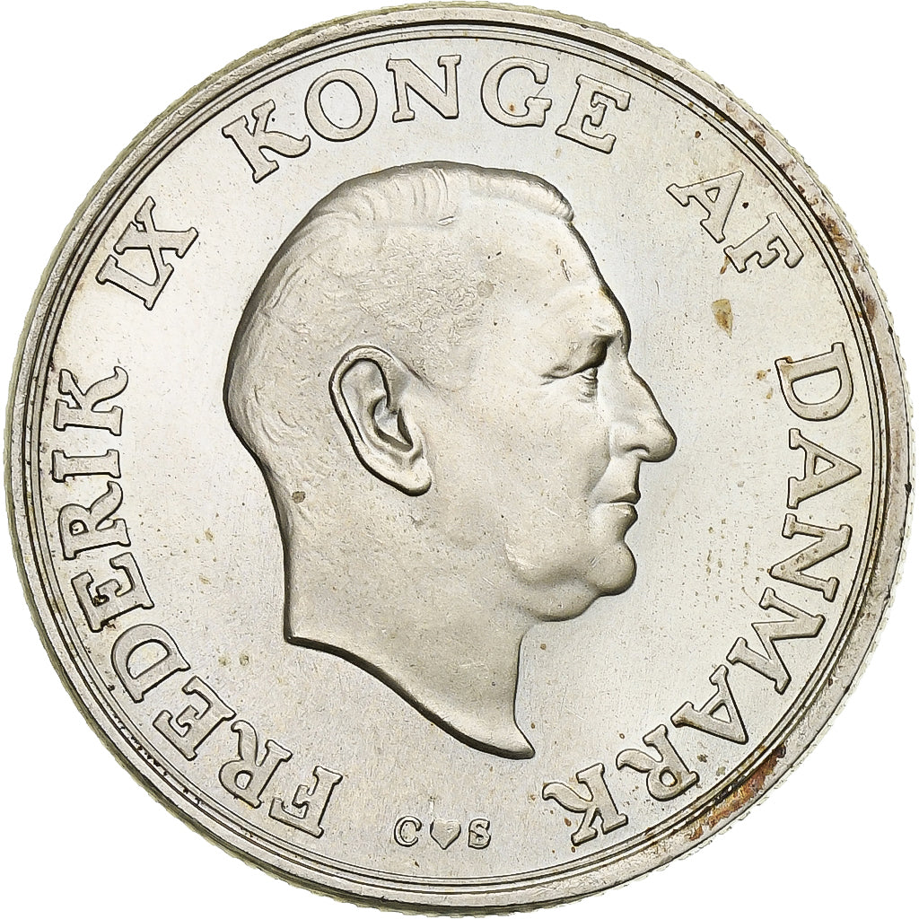 Denmark, Frederik IX, 2 Kroner, 1958, Copenhagen, Silver, AU(50-53), KM:845