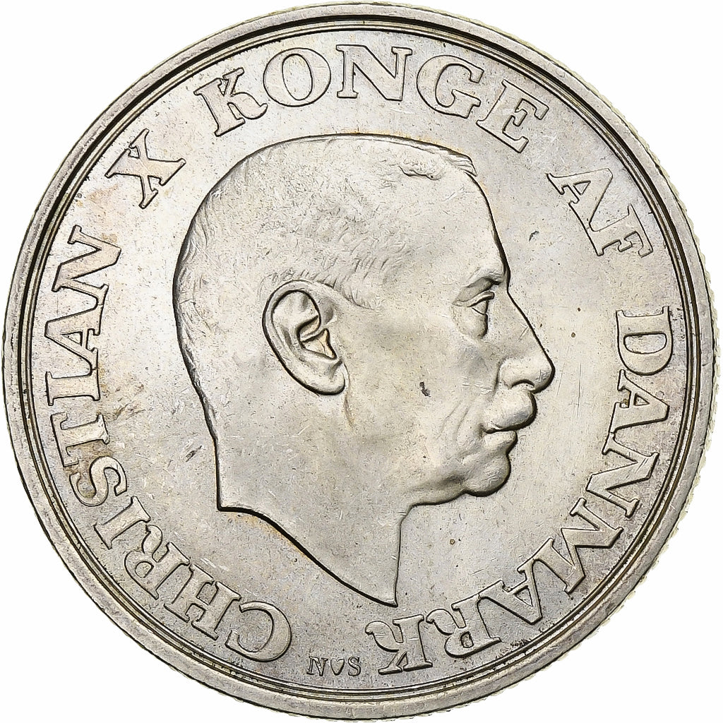 Dinamarca, Christian X, 2 Kroner, 1945, Copenhagen, Prata, AU(50-53), KM:836