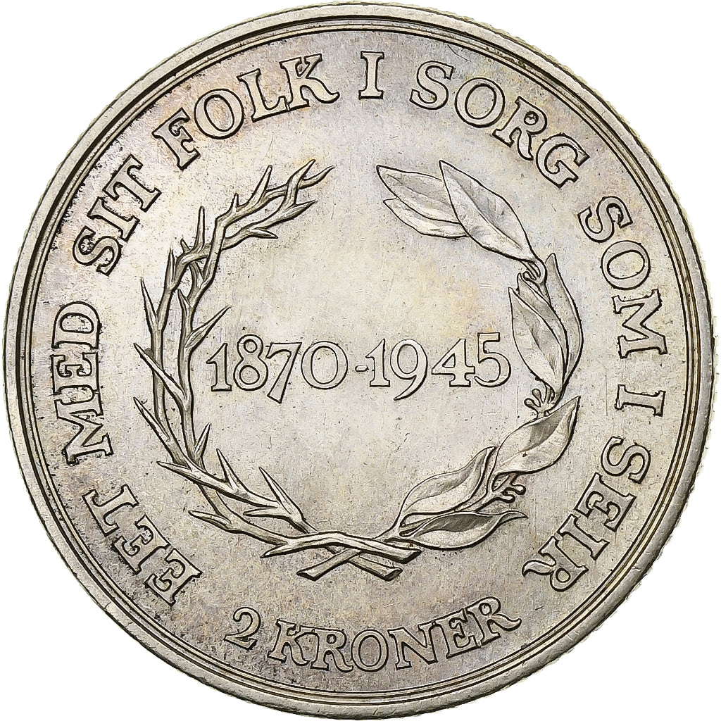 Dinamarca, Christian X, 2 Kroner, 1945, Copenhagen, Prata, AU(50-53), KM:836