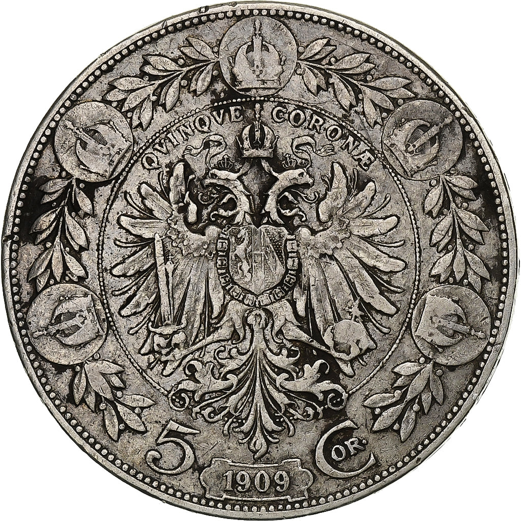 Austria, Franz Joseph I, 5 Corona, 1909, Silver, VF(30-35), KM:2813