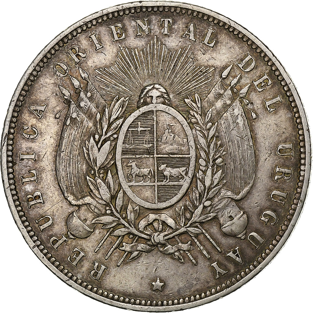 Uruguay, Peso, 1877, Paris, Argento, MB+, KM:17