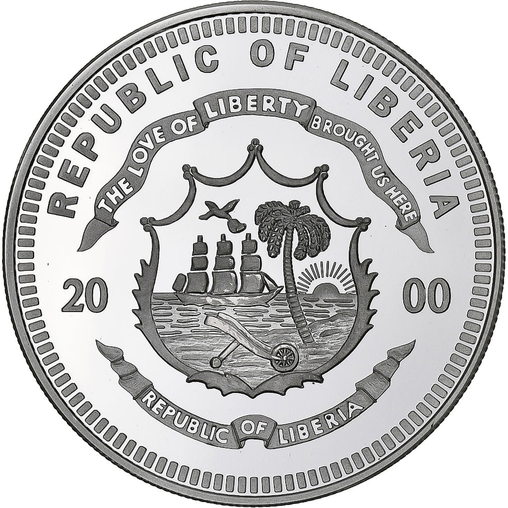 Libéria, 20 Dollars, 2000, Prata, MS(60-62)