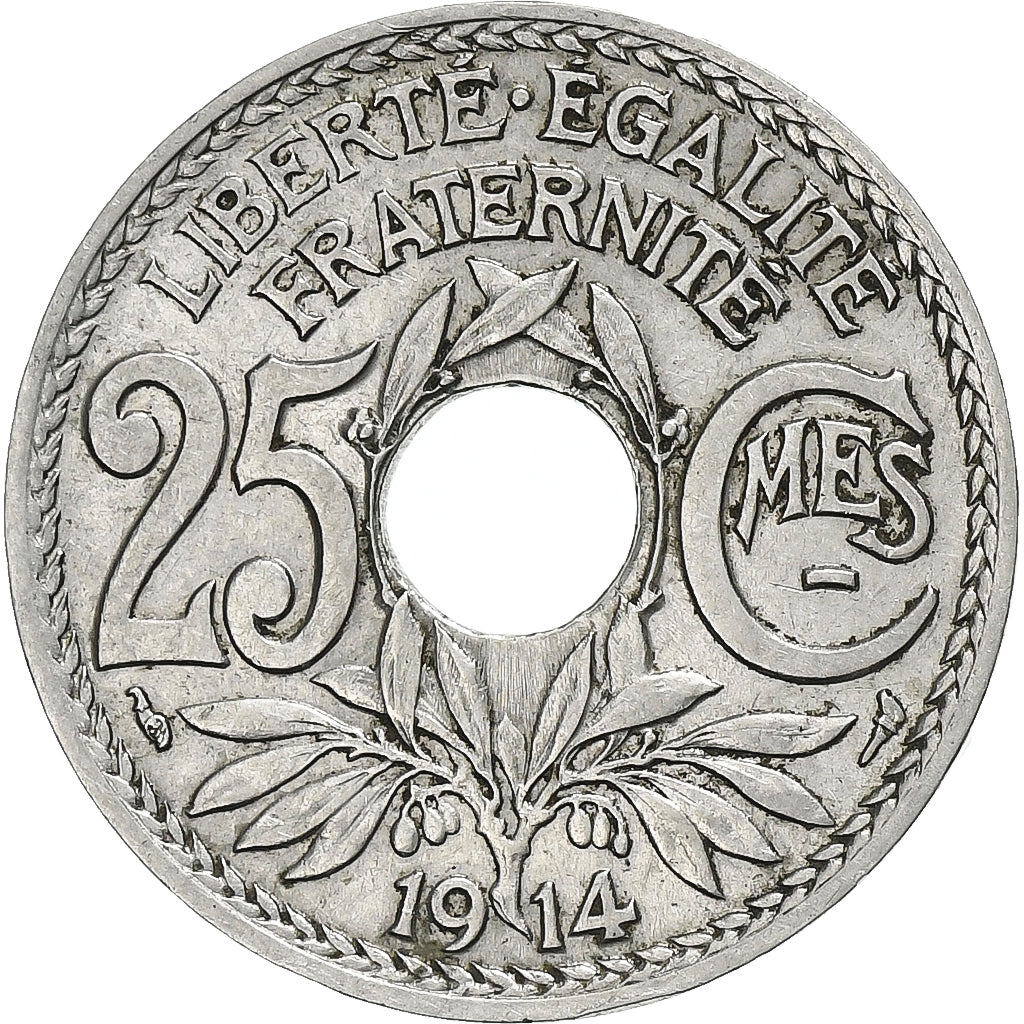 France, 25 Centimes, Lindauer, 1914, Paris, Nickel, TTB, KM:867