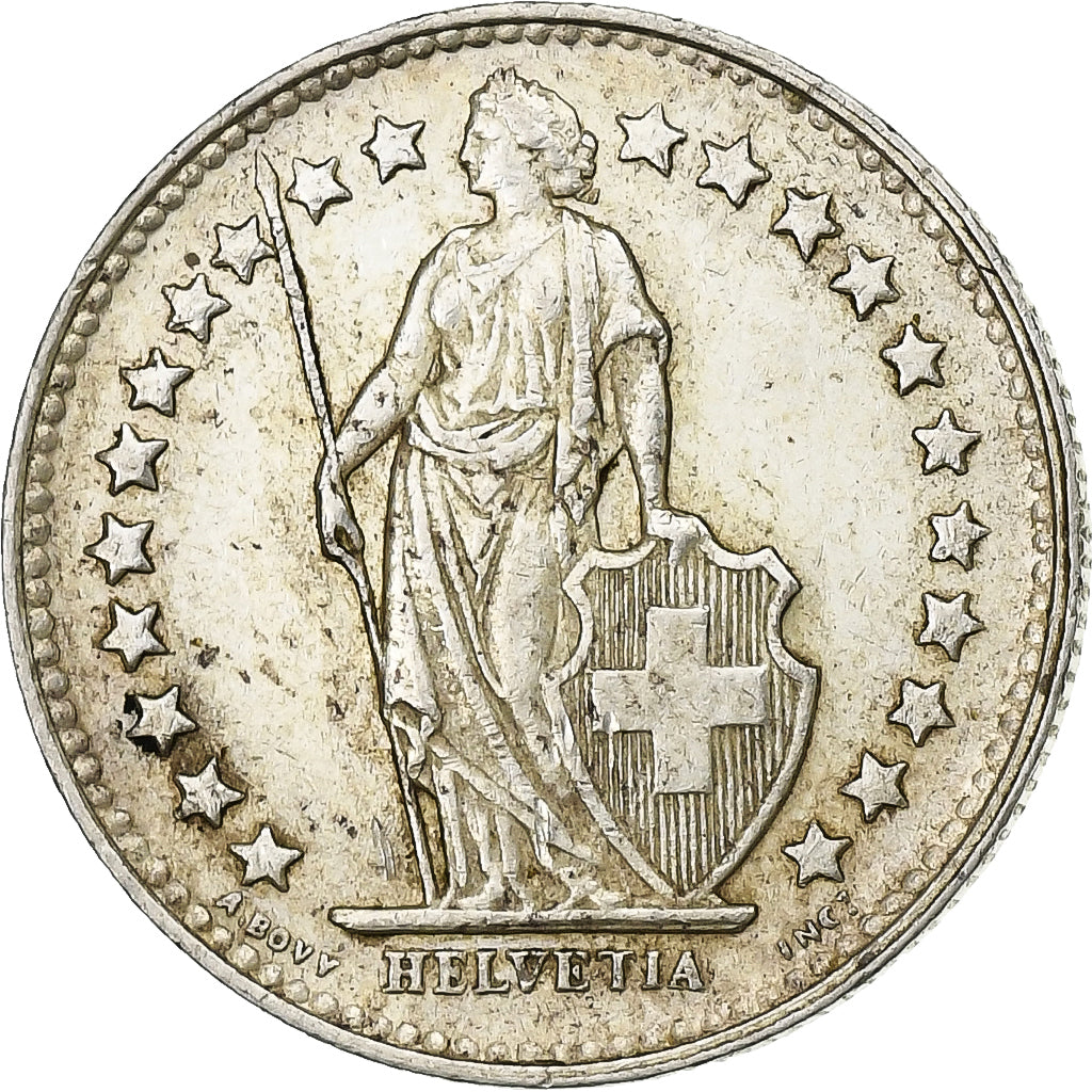 Szwajcaria, 1/2 Franc, 1948, Bern, Srebro, AU(55-58), KM:23