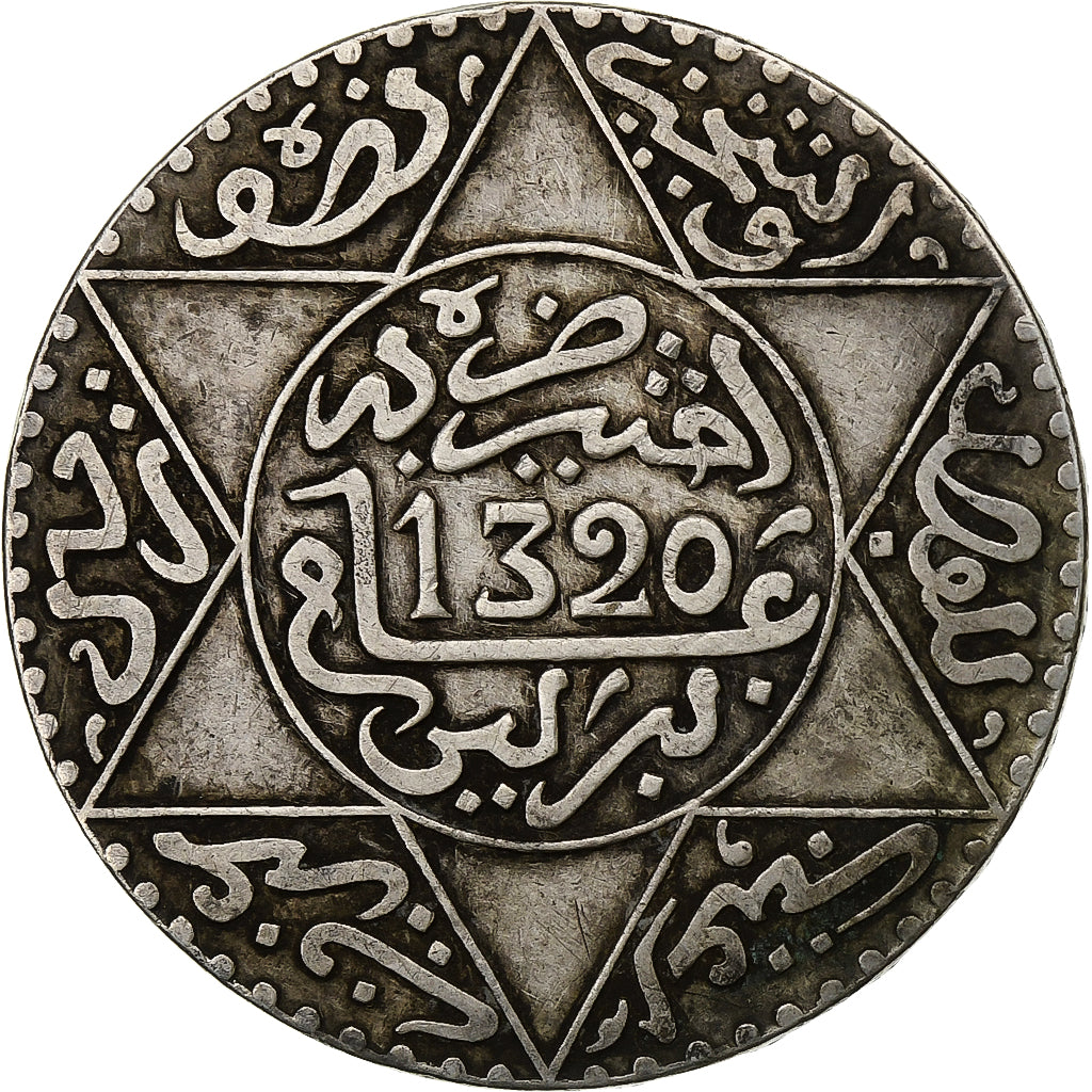 Morocco, 'Abd al-Aziz, 1/2 Rial, 5 Dirhams, 1902/AH1320, Berlin, Silver