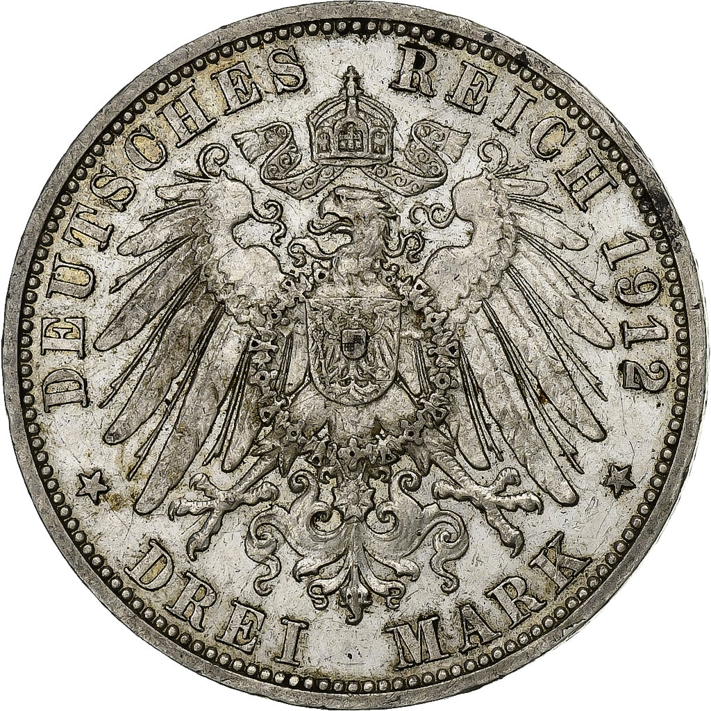 Deutsch Staaten, PRUSSIA, Wilhelm II, 3 Mark, 1912, Berlin, Silber, SS+, KM:527