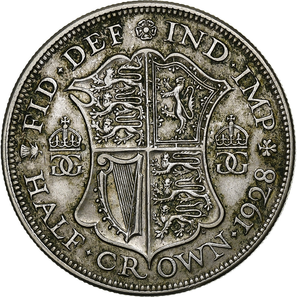 Gran Bretagna, George V, 1/2 Crown, 1928, London, Argento, BB+, KM:835