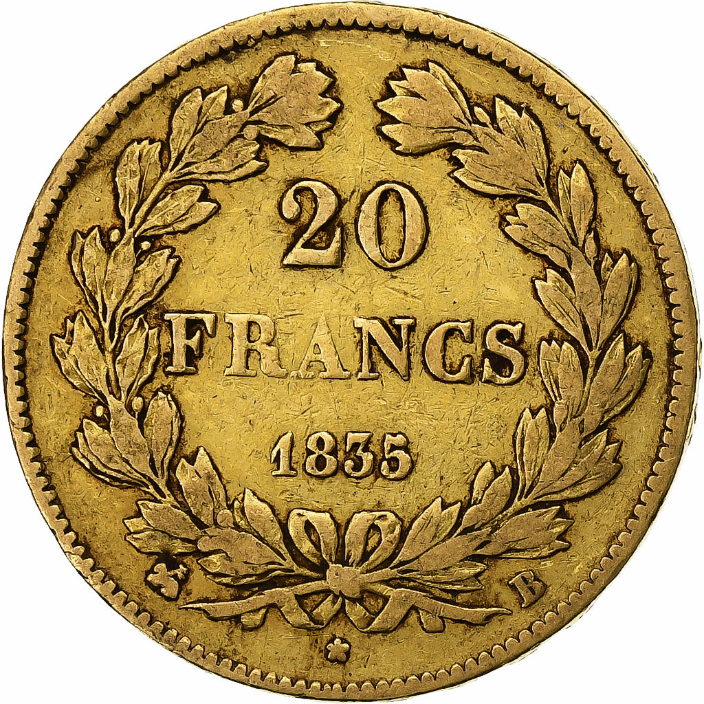 Frankreich, 20 Francs, Louis-Philippe, 1835, Rouen, Gold, S+, KM:750.2