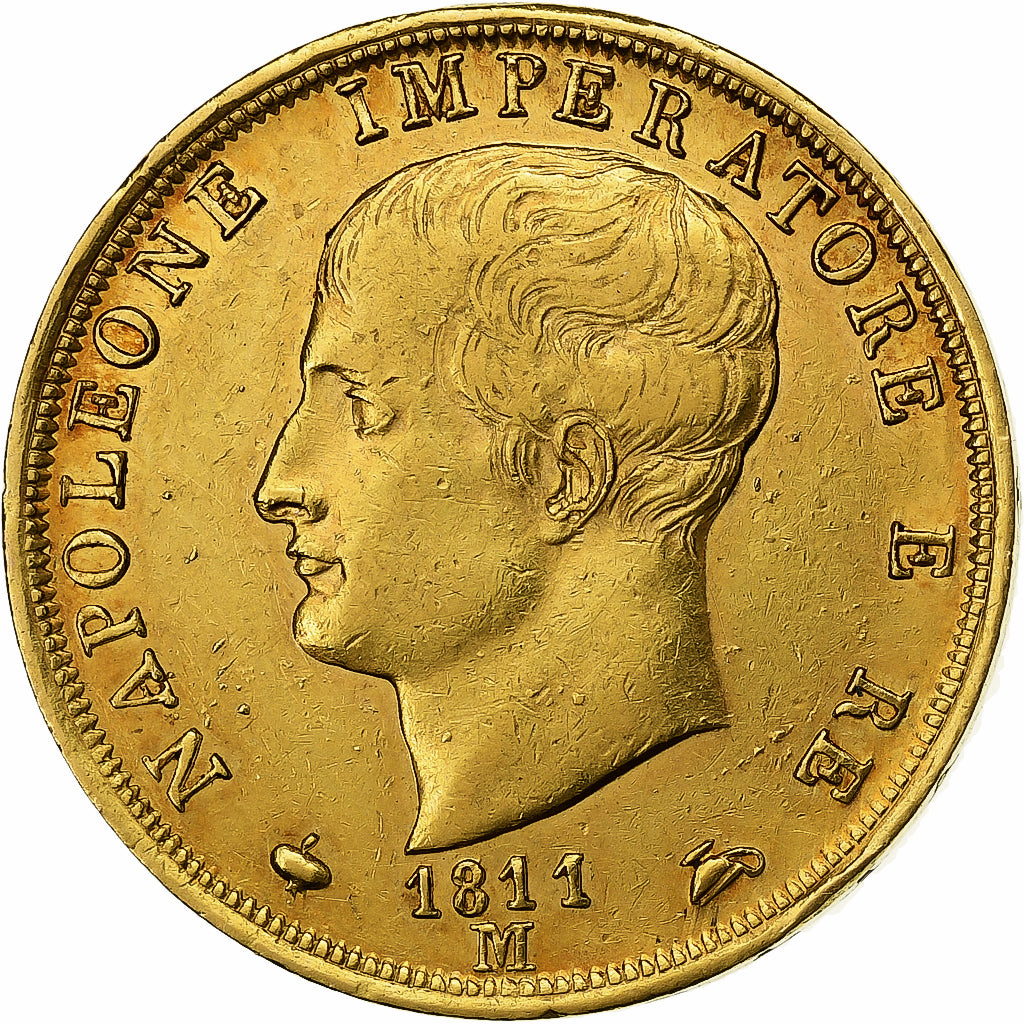 États italiens, KINGDOM OF NAPOLEON, Napoléon I, 40 Lire, 1811, Milan, Or