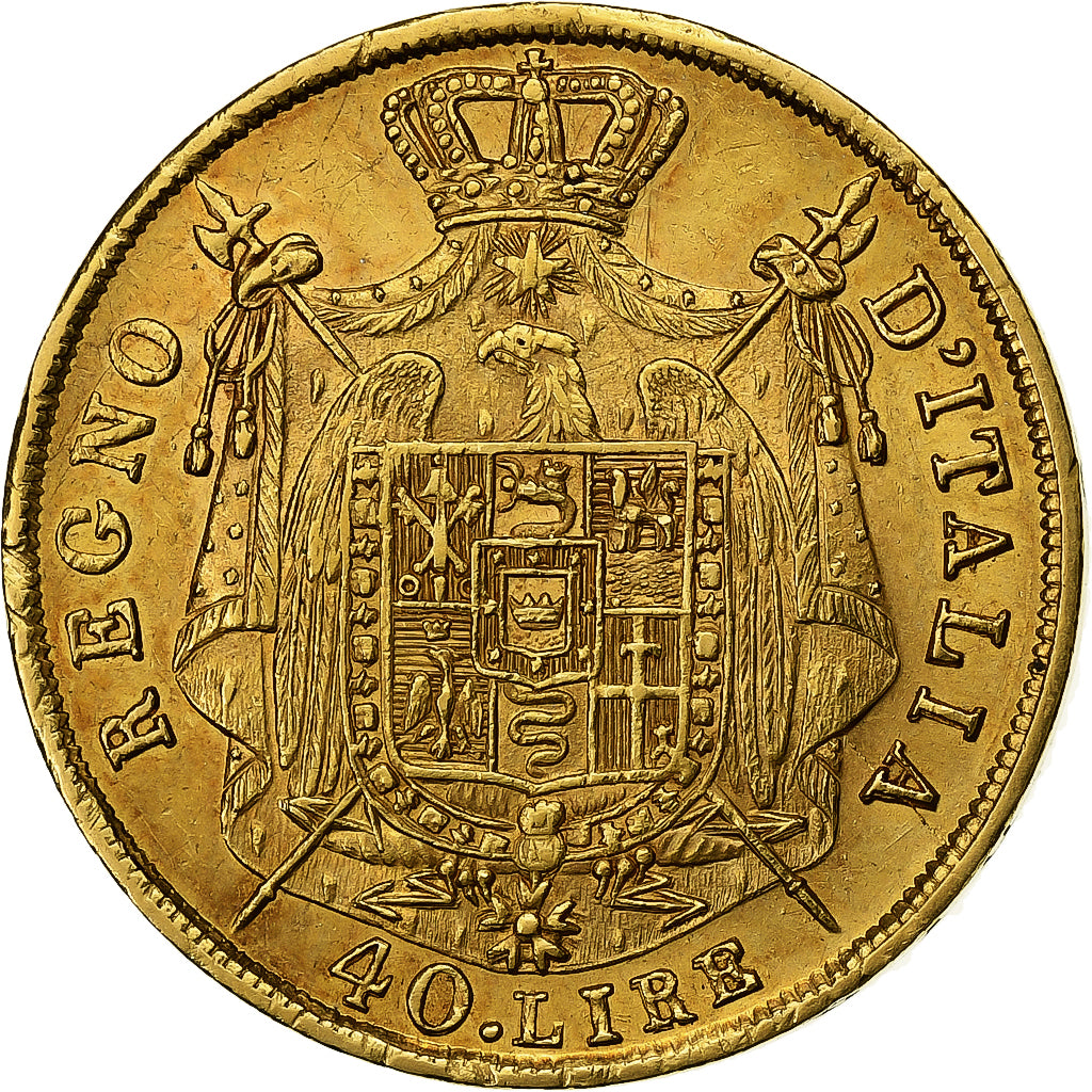 États italiens, KINGDOM OF NAPOLEON, Napoléon I, 40 Lire, 1811, Milan, Or