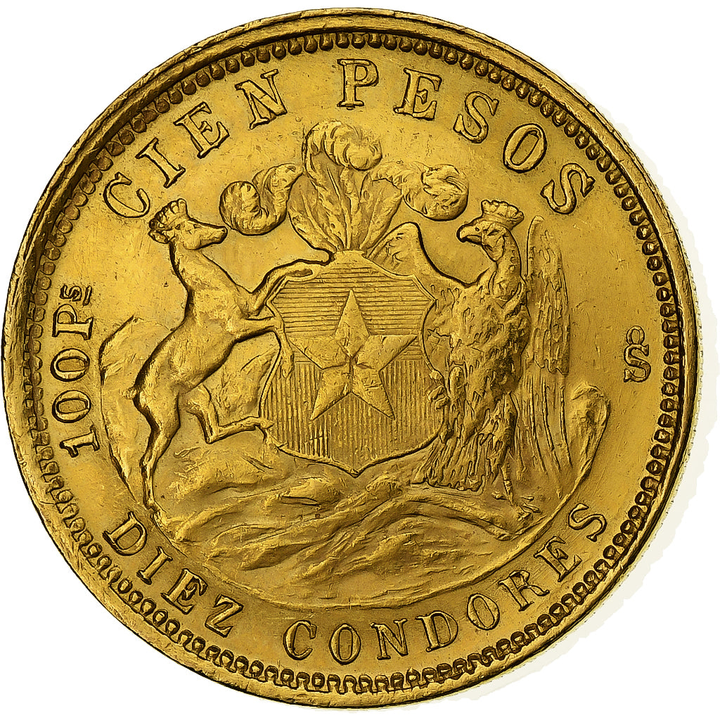 Chile, 100 Pesos, 1926, Santiago, Gold, VZ, KM:170