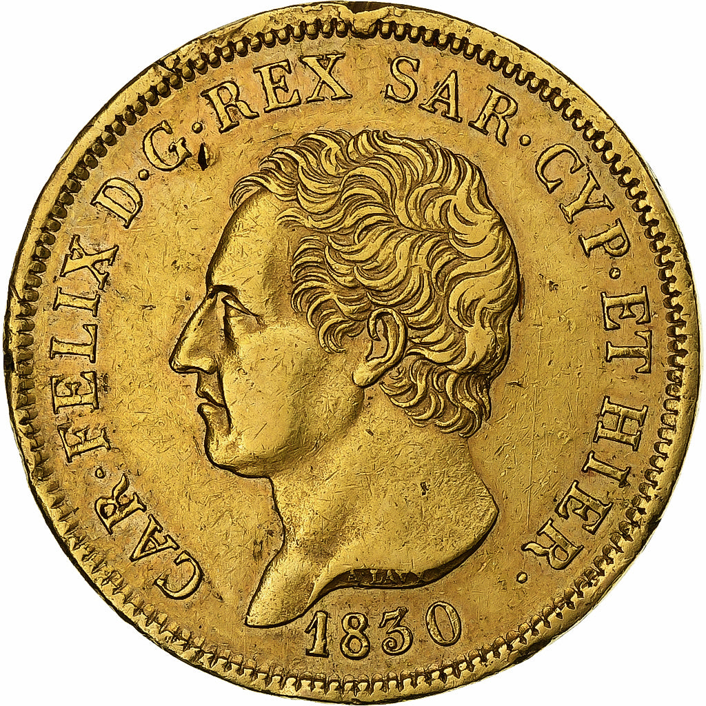 Royaume de Sardaigne, Charles Felix, 80 Lire, 1830, Gènes, Or, TTB, KM:123.2