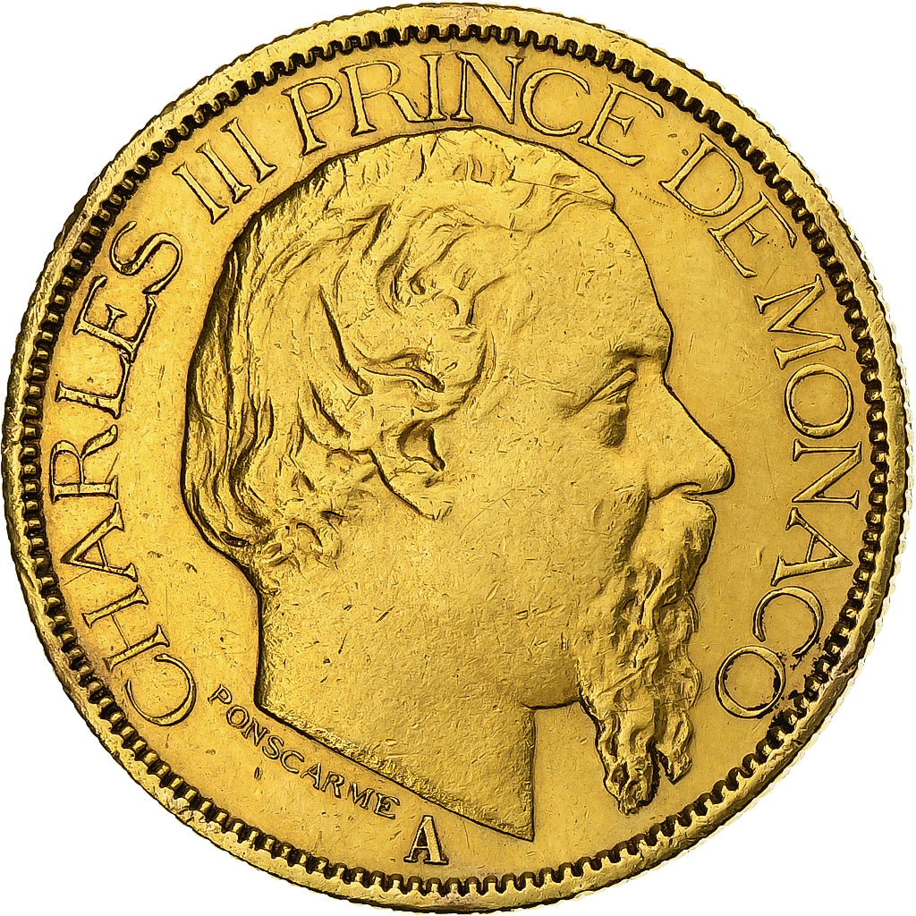 Monaco, Charles III, 100 Francs, Cent, 1882, Paris, Gold, EF(40-45), KM:99